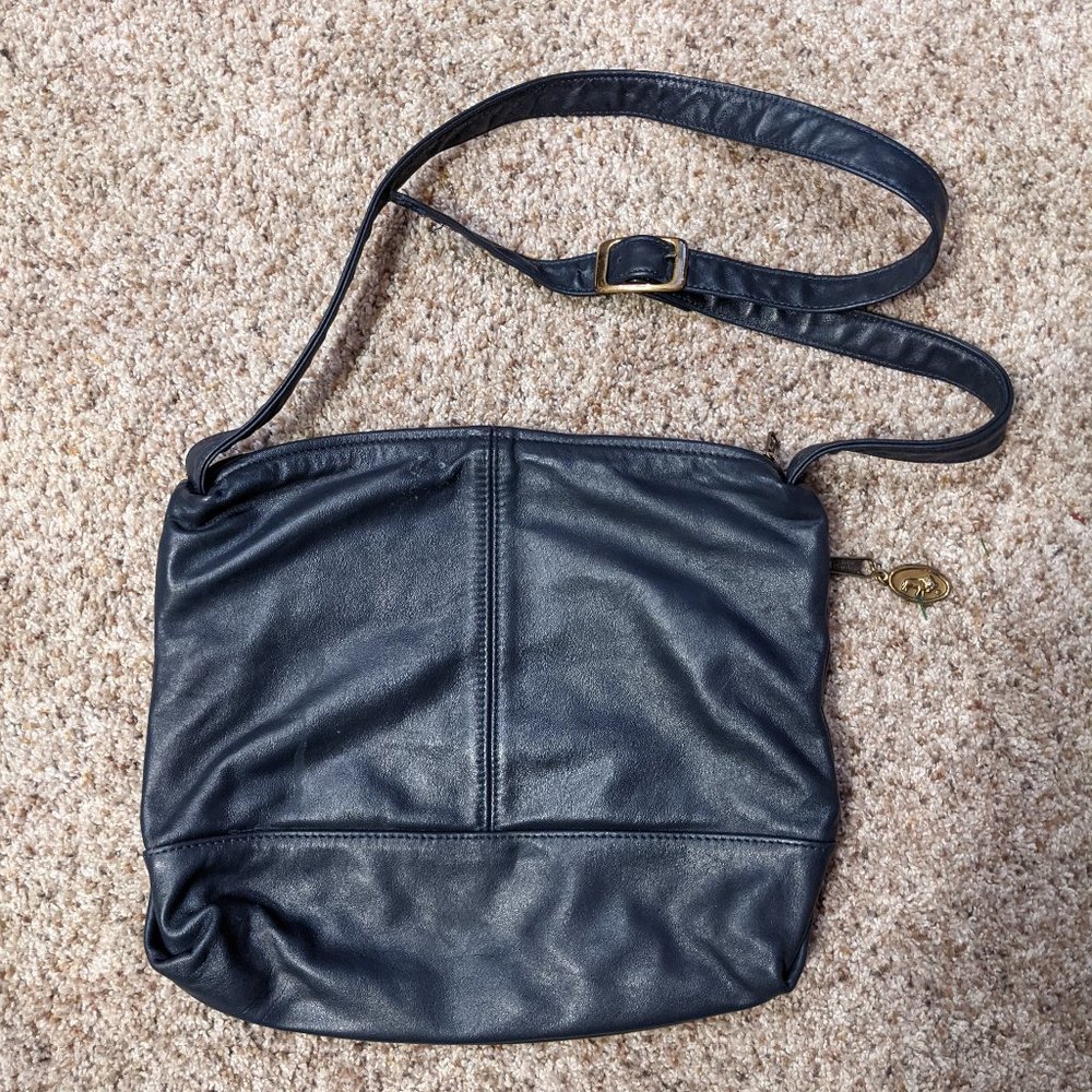 Leather Bag Navy Blue